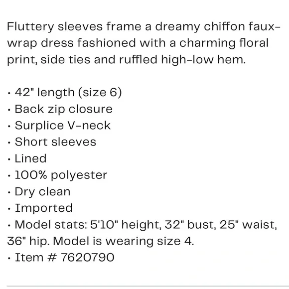 Karl Lagerfeld Paris Floral Short Sleeve Chiffon Faux Wrap Dress - Picture 4 of 8